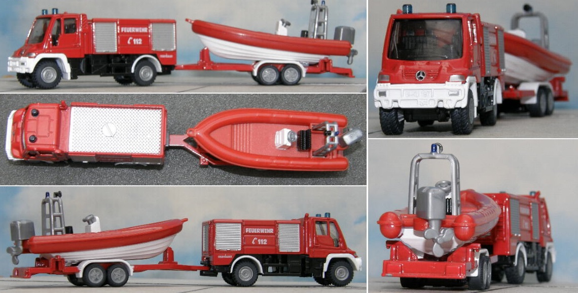 Металлическая модель - Пожарная машина Mercedes с катером, 1:87  